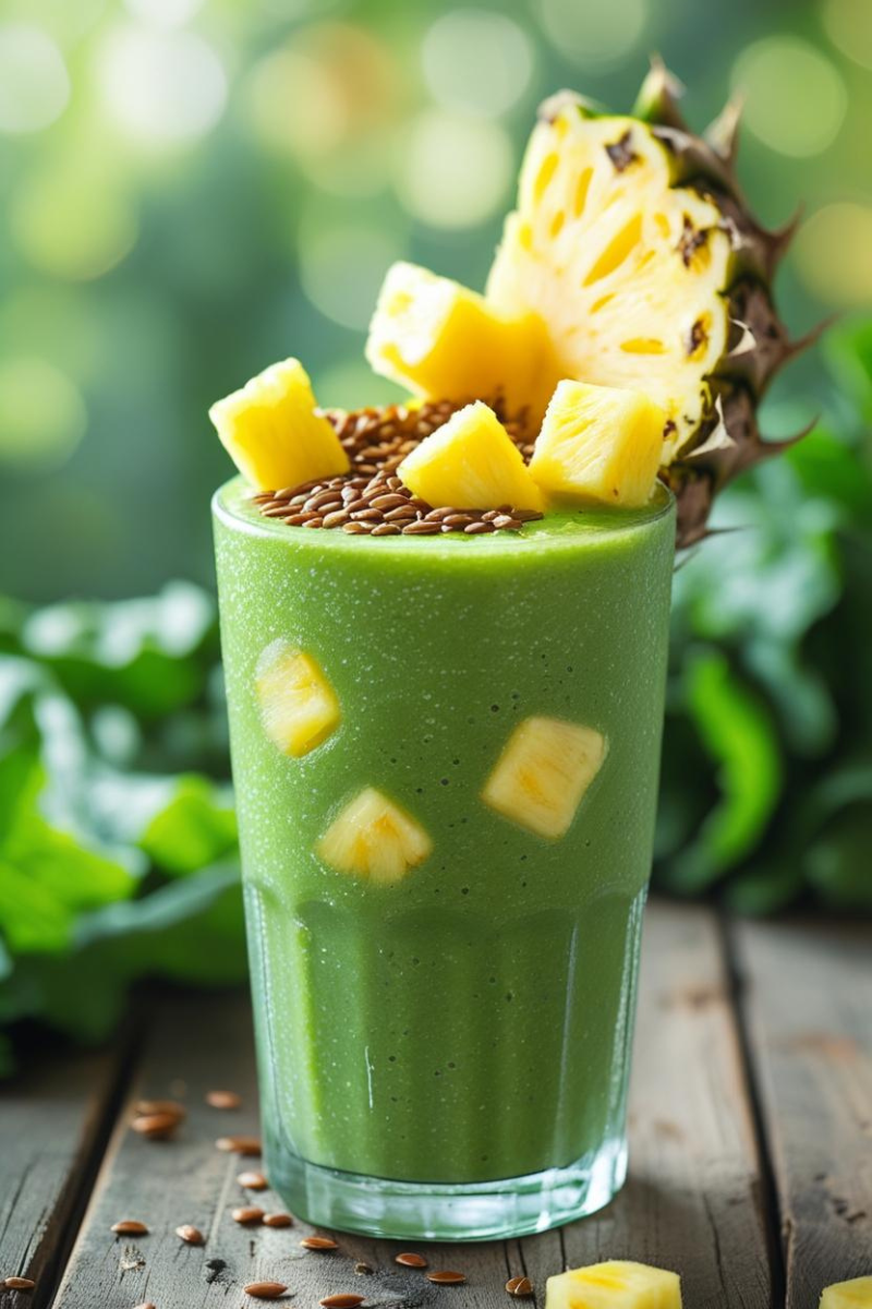 Kale Pineapple Flax Smoothie