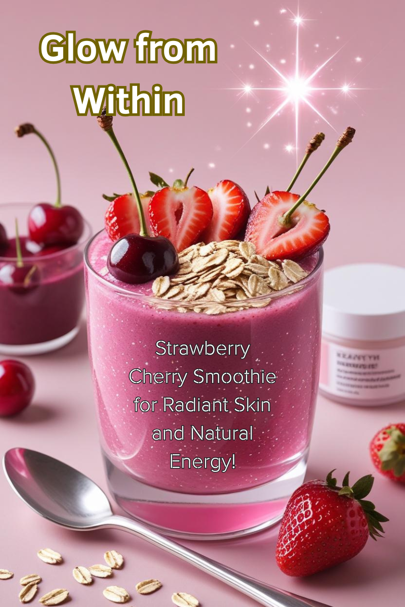 Cherry Glow Smoothie com morangos e cerejas