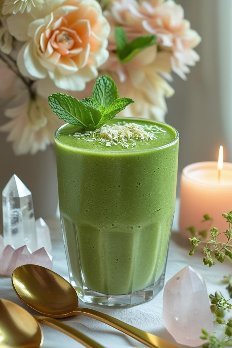 Every detail of this smoothie says self-love — a sacred moment of beauty, nourishment, and feminine power.